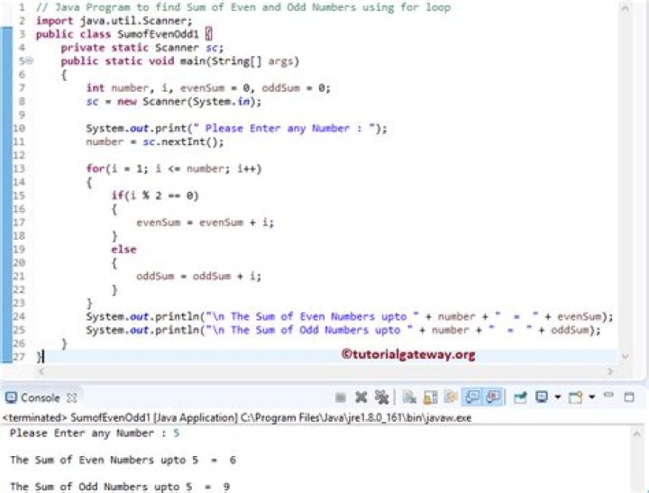 How do you show odd numbers in Java?