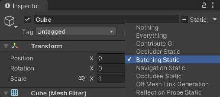 What is static batching in unity?